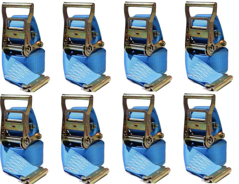 2 in x 20 Ft Van Ratchet Strap Logistic E-Track w/ Spring E 8 PACK | R20E