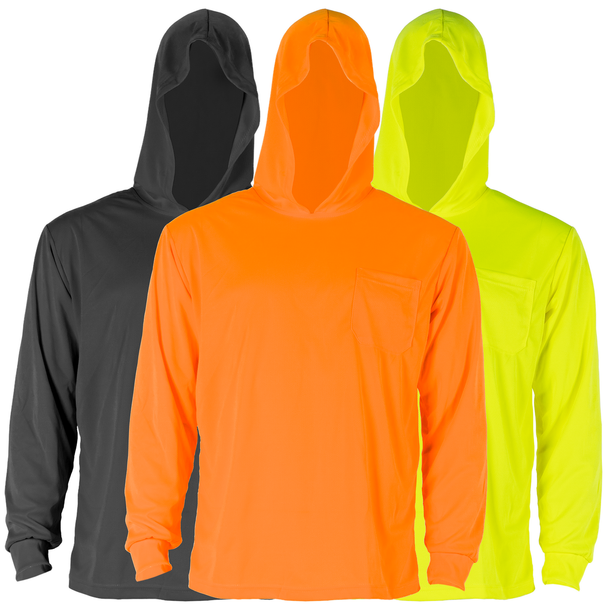 Hi-Vis Safety Long Sleeve Shirt with Hoodie