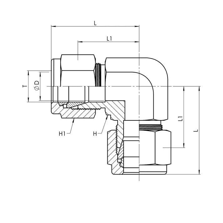 SS-IN2500-10-10 | 10 IN - 10 IN 90 Union Elbow, Stainless Steel