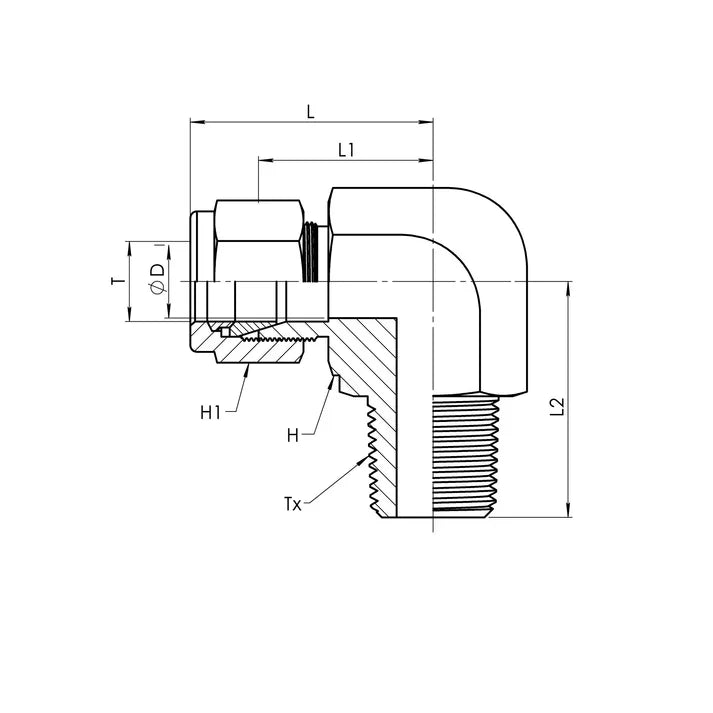 SS-IN2501-12-08 | 12 IN - 08 MP 90 Elbow, Stainless Steel