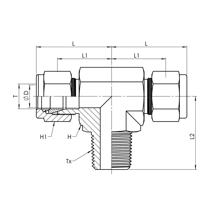 SS-IN2601-12-12-12 | 12 IN - 12 IN - 12 MP Branch Tee, Stainless Steel