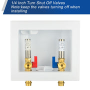 1/2" Copper Press Inlet, Washing Machine Outlet Box, with SS Water Hammer Arrestor, Center Drain