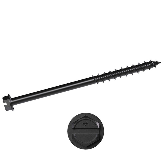 1/4 x 2 1/4 Simpson Hex Head Titen Turbo™ Concrete and Masonry Screw Anchor Zinc Plated w/ Ceramic Coat Black (5/16 in. Hex) - Box (100)