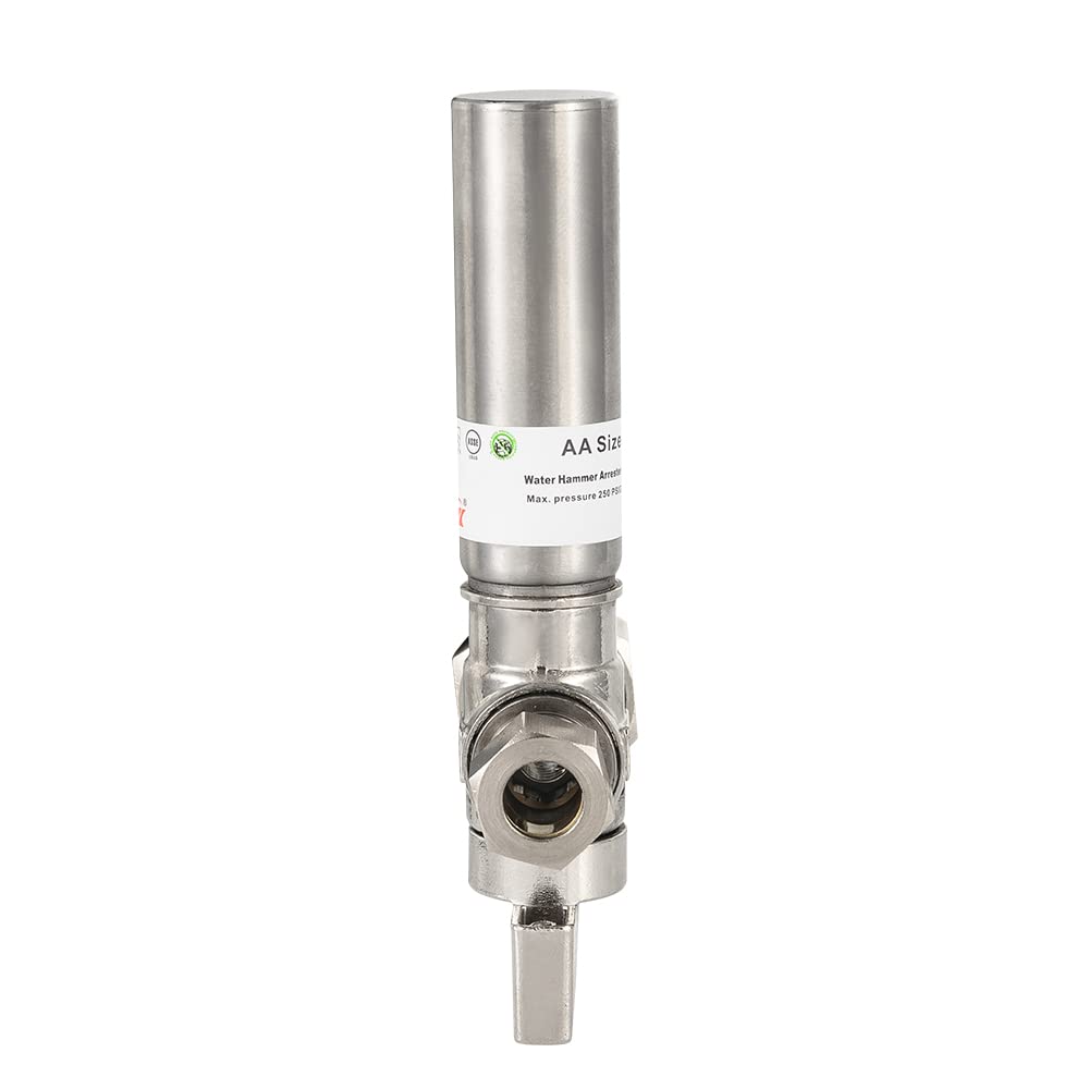 10 Pcs 1/4 Turn Stop Straight Valve, 1/2" Nominal (5/8" OD) Compression x 3/8" OD With Stainless Steel Water Hammer Arrestor Chrome Plated Brass