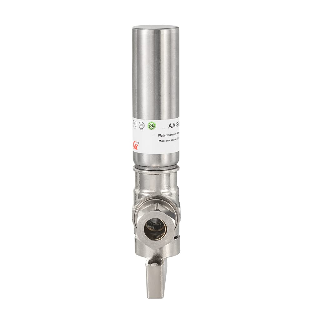 1/4 Turn Stop Straight Valve, 1/2" Barb Crimp PEX x 3/8" OD With Stainless Steel Water Hammer Arrestor Chrome Plated Brass