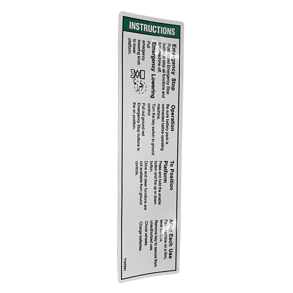 Genie Aftermarket Decal - Open Instr T107031GT