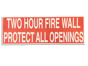 Two Hour Fire Wall Warning Label [50]