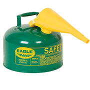 Type I Safety Can, 2.5 Gal. Green with F-15 Funnel