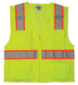 Ultra-Cool Mesh 6-Pocket Lime Vest (M)
