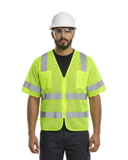 Kiwi High Visibility ANSI/ISEA 107-2020, Type R, Class 3 Dual Band Neon Short Sleeve Safety Vest [72200]