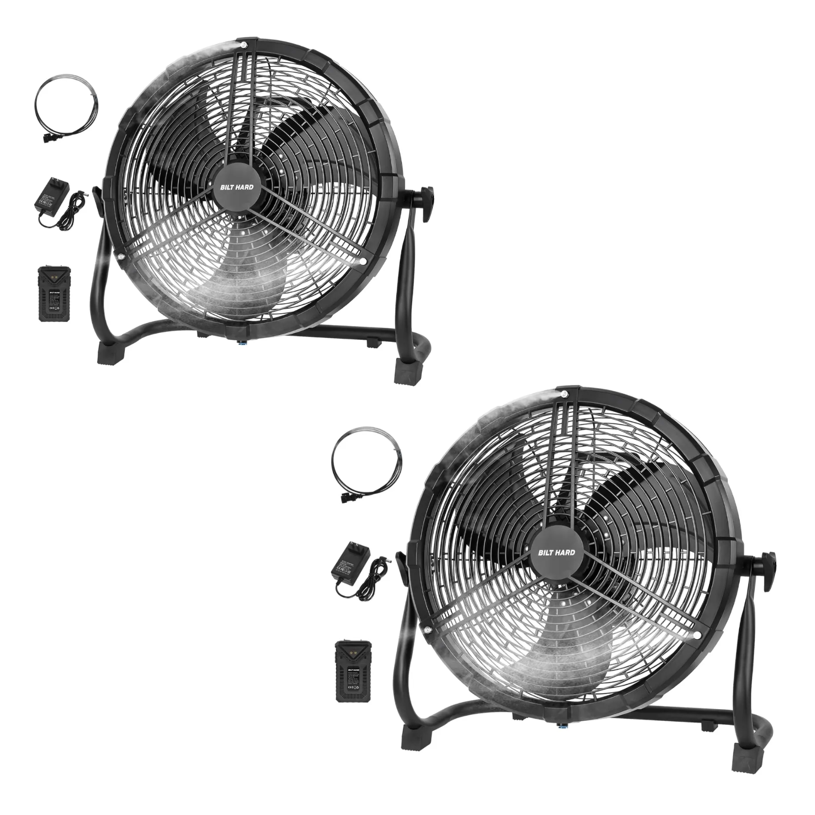BILT HARD 16 Inch Outdoor Portable Misting Fan, Battery Operated Misting Fan with 15600mAh Detachable Battery & Misting Function, Outside Rechargeable Portable Floor Fan