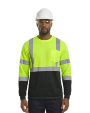 Kiwi High Visibility ANSI/ISEA 107-2020, Type R, Class 3 Two Tone Neon Long Sleeve Safety Shirt [73100]