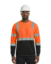 Kiwi High Visibility ANSI/ISEA 107-2020, Type R, Class 3 Two Tone Orange Long Sleeve Safety Shirt [73200]