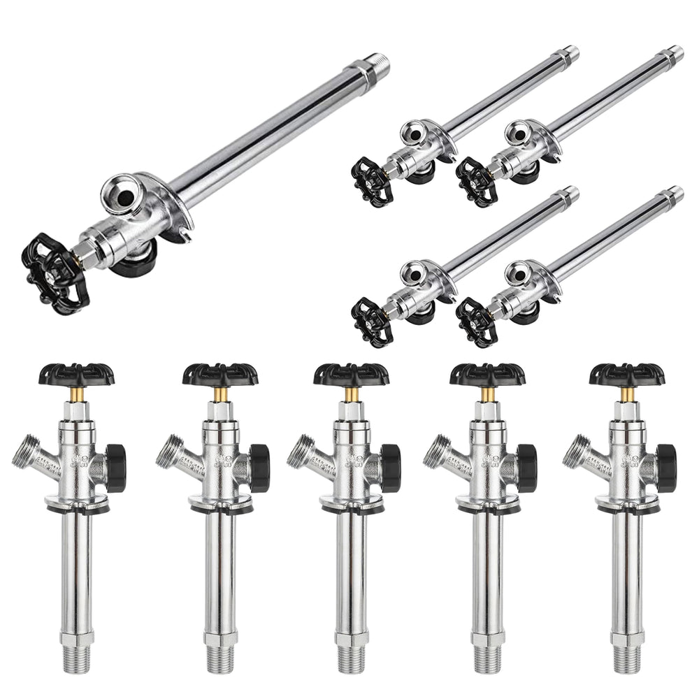 10 Pcs 1/2" MIP x 3/4" Hose Bibb, 8" Anti Siphon Frost Free Sillcock