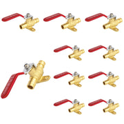 10 Pcs 1/2" PEX Crimp Drop Ear Ball Valve, Red (Lead Free)