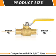 10 Pcs 3/4" PEX Crimp Ball Valve, Yellow (Lead Free)