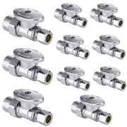 10 Pcs 1/2" CPVC x 3/8" OD Compr. Straight Stop Valve, 1/4 Turn (Lead Free)