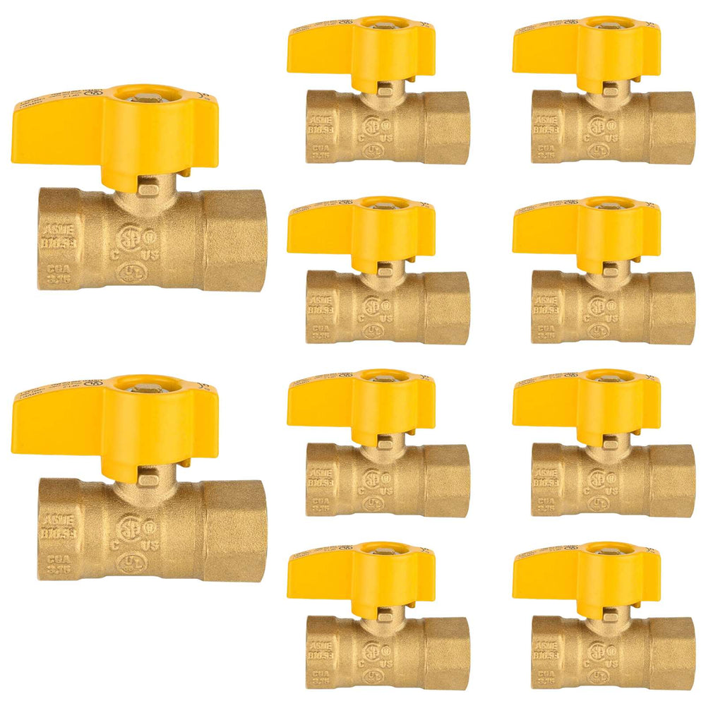 10 Pcs 1/2" FNPT Gas Valve, Yellow