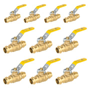 10 Pcs 1/2" Press Ball Valve with EPDM O Ring, Yellow (Lead Free)