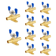 10 Pcs 1/2" PEX Crimp Drop Ear Butterfly Ball Valve, Blue (Lead Free)