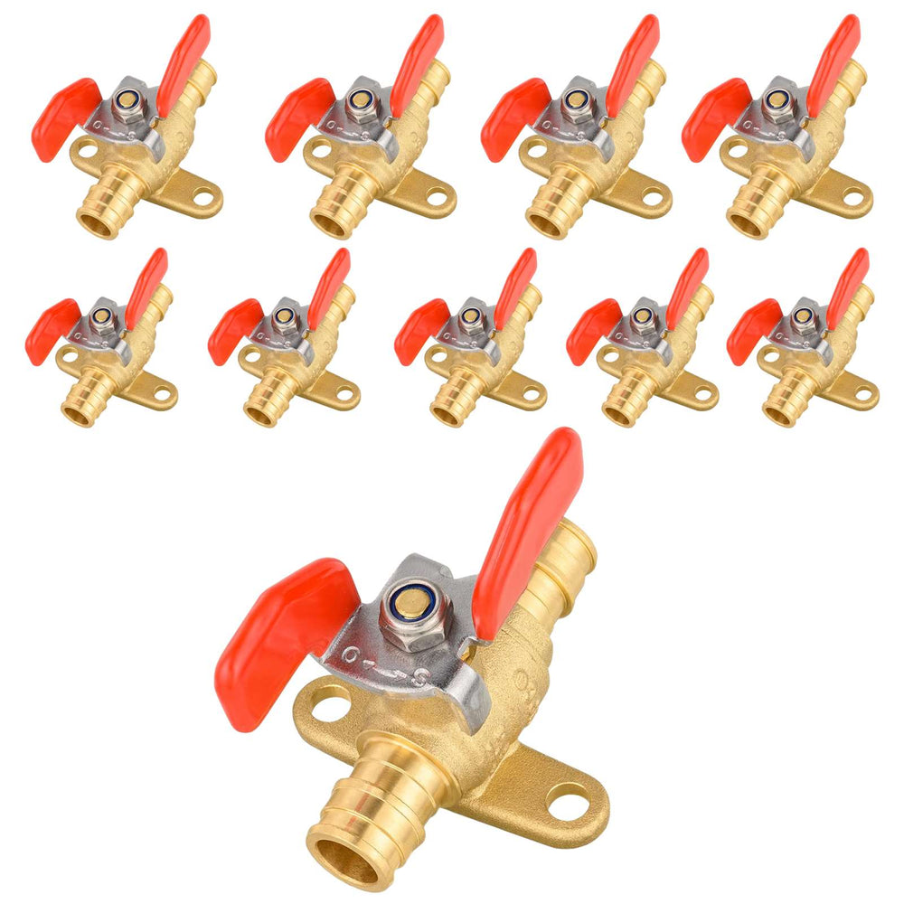10 Pcs 3/4" PEX-A Expansion Butterfly Valve W/Drop Ear, Red (Lead Free)