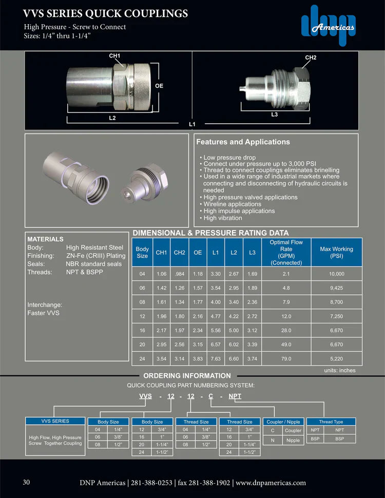 VVS-08-08N | High Pressure Screw Together Coupling, 1/2" Nipple Body X 1/2" Female NPT Threads