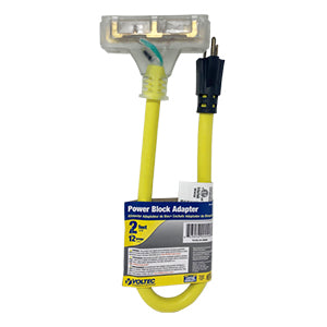 Voltec 2' 3 Outlet Power Block Adapter