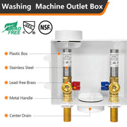 10 Pcs 1/2" Sweat Inlet, Washing Machine Outlet Box, with Stainless Steel Water Hammer Arrestor
