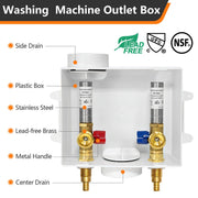 10 Pcs 1/2" PEX Crimp (F1807) Inlet, Washing Machine Outlet Box, with Stainless Steel Water Hammer Arrestor
