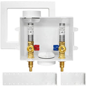 1/2" PEX Crimp (F1807) Inlet, Washing Machine Outlet Box, with Stainless Steel Water Hammer Arrestor