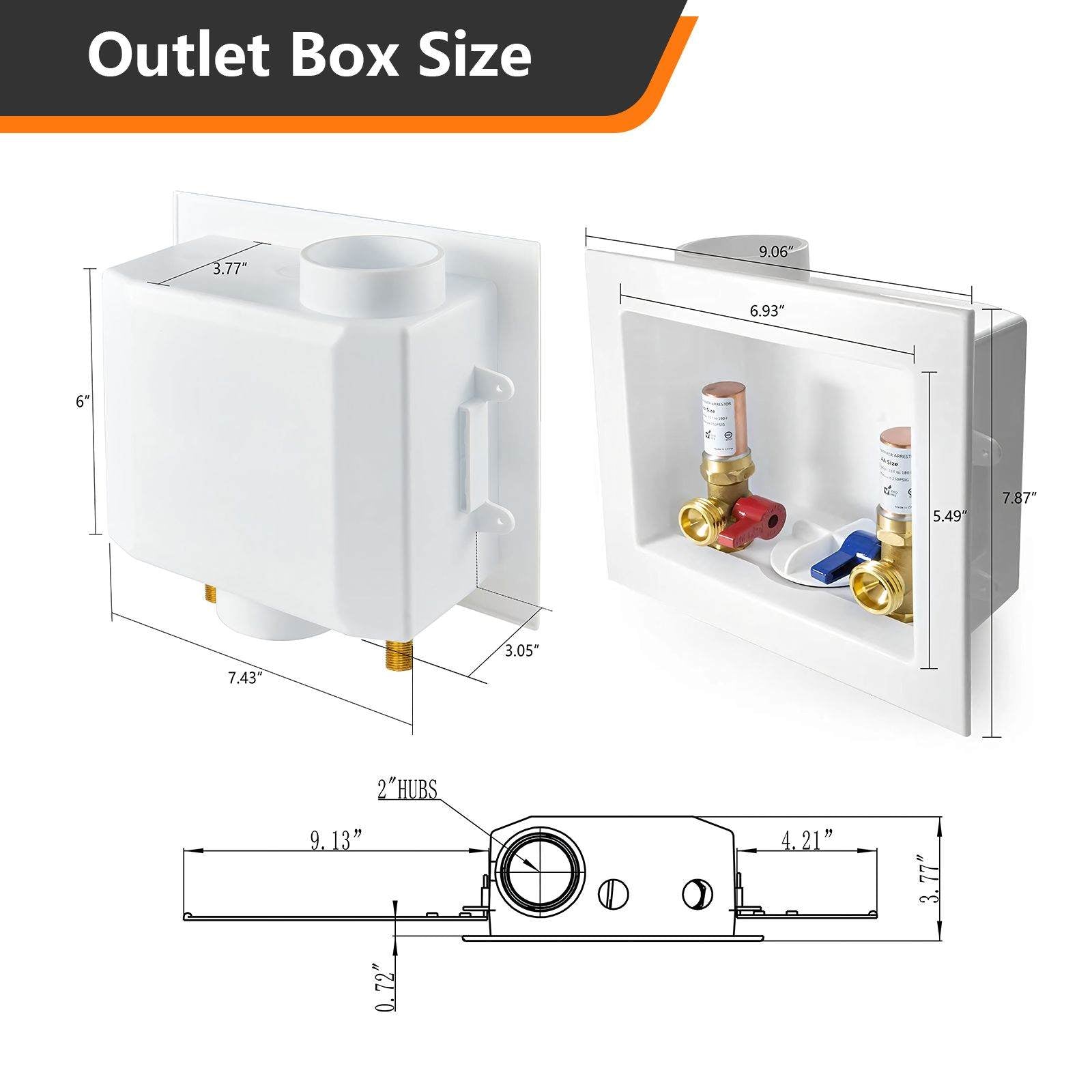 10 Pcs 1/2" Sweat Inlet, Washing Machine Outlet Box, with Copper Water Hammer Arrestor