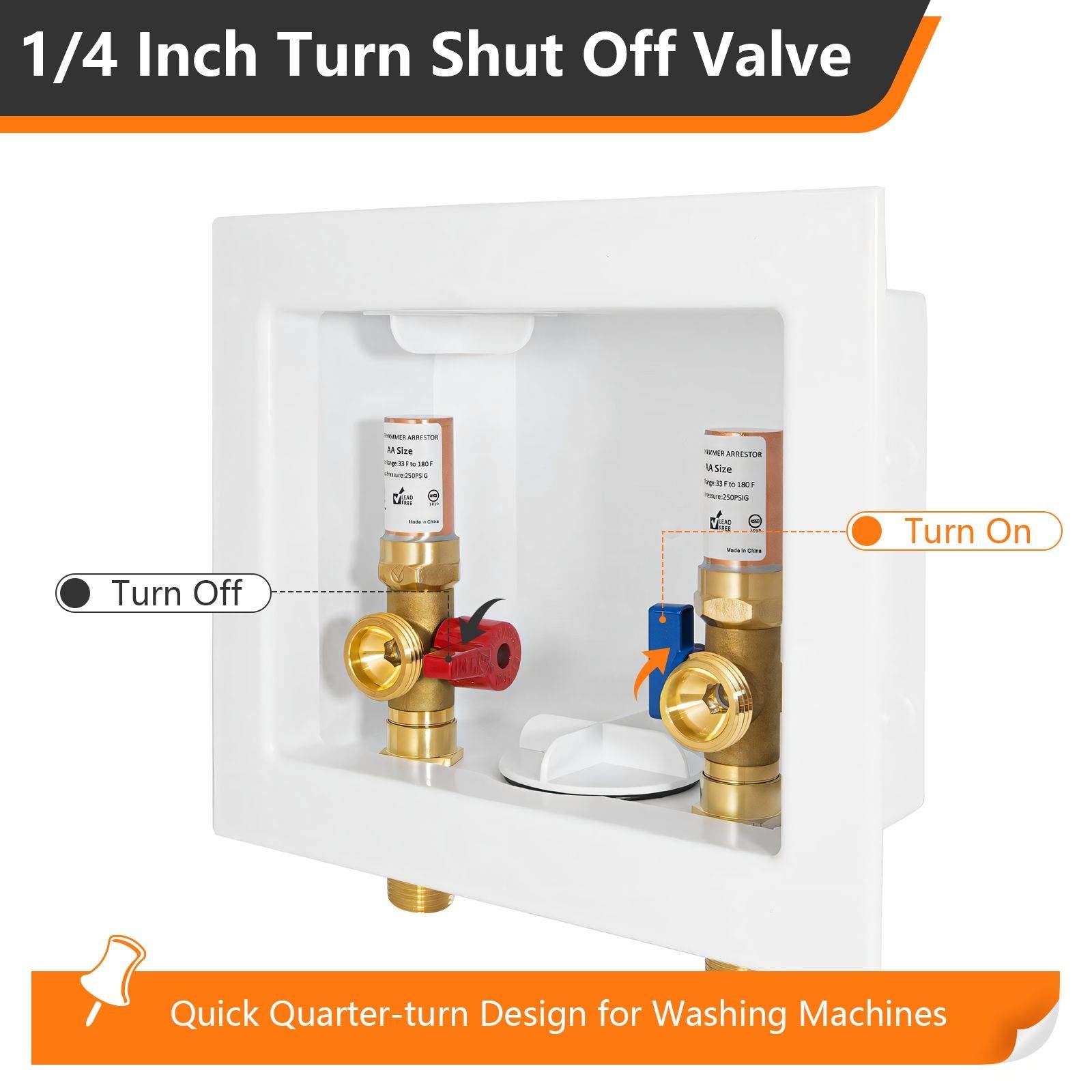 10 Pcs 1/2" Sweat Inlet, Washing Machine Outlet Box, with Copper Water Hammer Arrestor