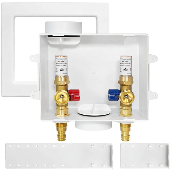 1/2" PEX Expansion (F1960) Inlet, Washing Machine Outlet Box, with Copper Water Hammer Arrestor