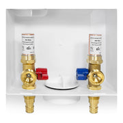 1/2" PEX Expansion (F1960) Inlet, Washing Machine Outlet Box, with Copper Water Hammer Arrestor