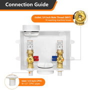 10 Pcs 1/2" CPVC PPE Intet, Washing Machine Outlet Box, with Copper Arrestor