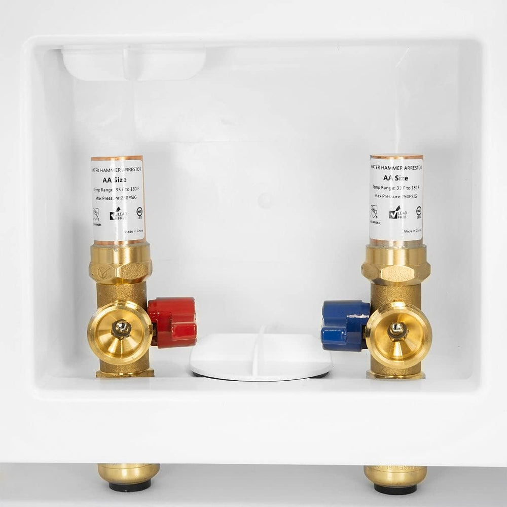 10 Pcs 1/2" Push Fit Inlet, Washing Machine Outlet Box, with Copper Arrestor, with Center Drain