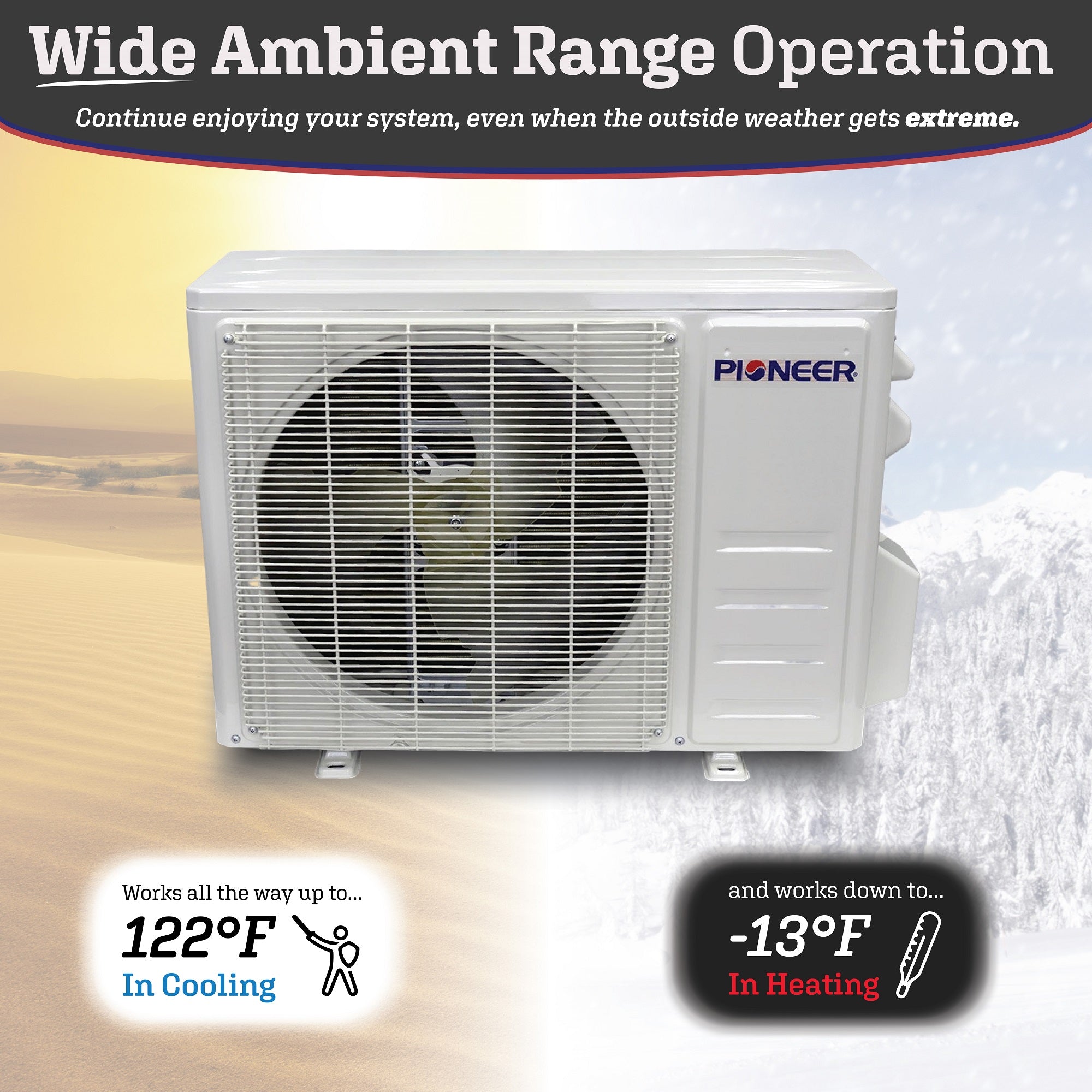 Pioneer® Diamante Pro Series 36,000 BTU 19 SEER2 Ductless Mini-Split Air Conditioner Inverter+ Heat Pump Full Set 230V  with 16 Ft. Kit