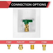 1/2" PEX Expansion (F1960) Inlet, Ice Maker Outlet Box, with Copper Arrestor