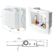 1/2" Push Fit Inlet, Washing Machine Outlet Box, with Copper Arrestor, with Center Drain