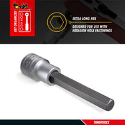 Teng Tools 1/2 Inch Drive 4.5 Inch Long Chrome Vanadium Hex Bit Sockets