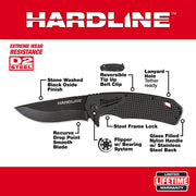Milwaukee 48-22-1999 3.5 in. HARDLINE™ Smooth Recurve Drop Point Blade Pocket Knife