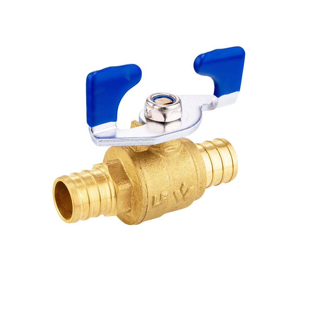 3/4" PEX Crimp Butterfly Ball Valve, Blue (Lead Free)