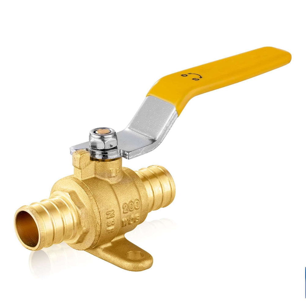 3/4" PEX Crimp Drop Ear Ball Valve, Yellow (Lead Free)