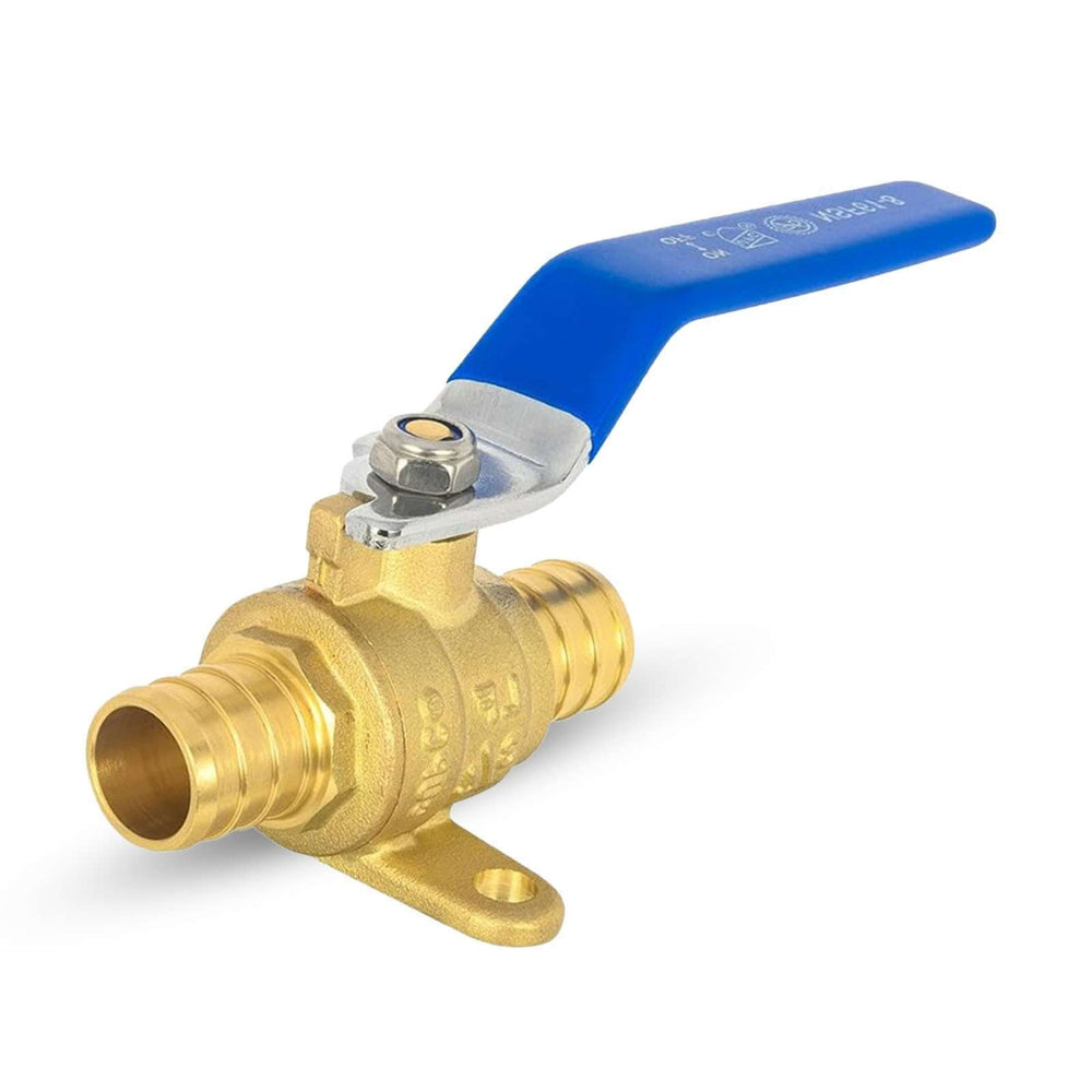 3/4" PEX Crimp Drop Ear Ball Valve, Blue (Lead Free)
