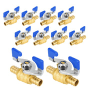 10 Pcs 3/4" PEX Crimp Butterfly Ball Valve, Blue (Lead Free)