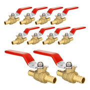 10 Pcs 3/4" PEX Crimp Ball Valve, Red (Lead Free)