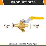 1/2" PEX Crimp Drop Ear Ball Valve, Yellow (Lead Free)