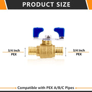 3/4" PEX Crimp Butterfly Ball Valve, Blue (Lead Free)