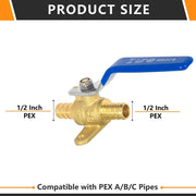 1/2" PEX Crimp Drop Ear Ball Valve, Blue (Lead Free)