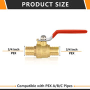 10 Pcs 3/4" PEX Crimp Ball Valve, Red (Lead Free)